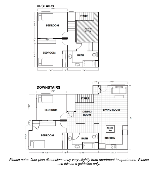 Floor plan for 4 beds, 2 baths, 1591 sqft